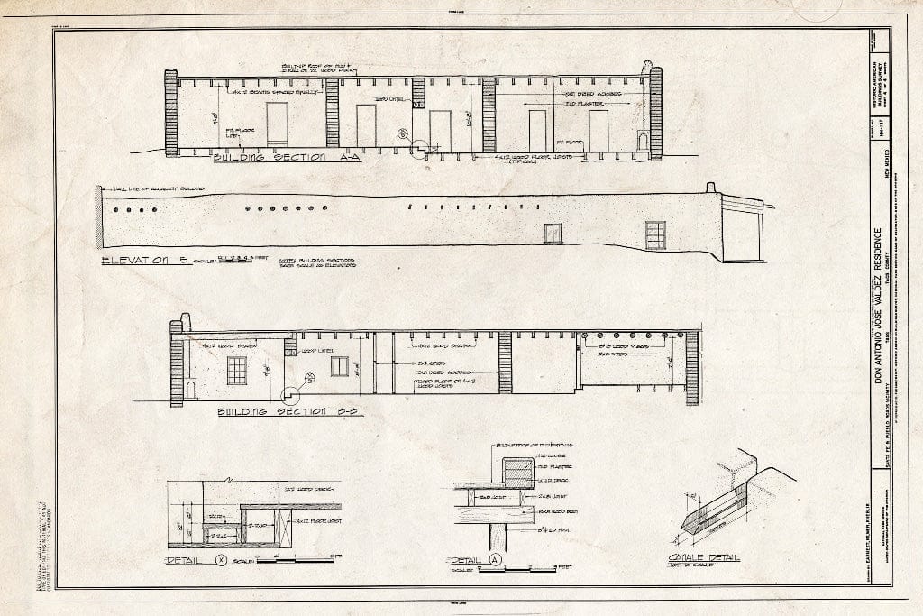Blueprint HABS NM,28-TAO,6- (Sheet 4 of 4) - Don Antonio Jose Valdez House, Santa Fe & Pueblo Roads Vicinity, Taos, Taos County, NM