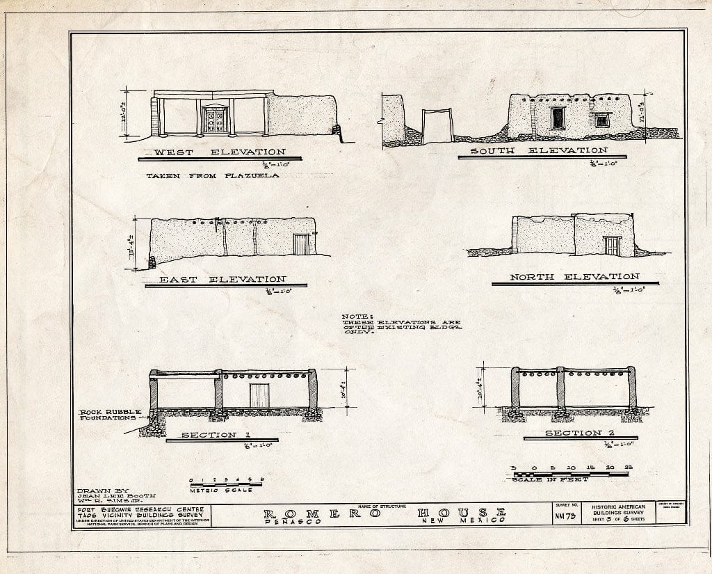 Blueprint HABS NM,28-PENA,1- (Sheet 3 of 6) - Romero House, Embado Watershed Vicinity, Penasco, Taos County, NM