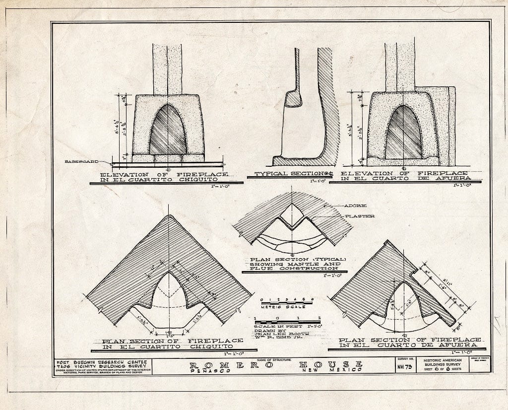 Blueprint HABS NM,28-PENA,1- (Sheet 6 of 6) - Romero House, Embado Watershed Vicinity, Penasco, Taos County, NM