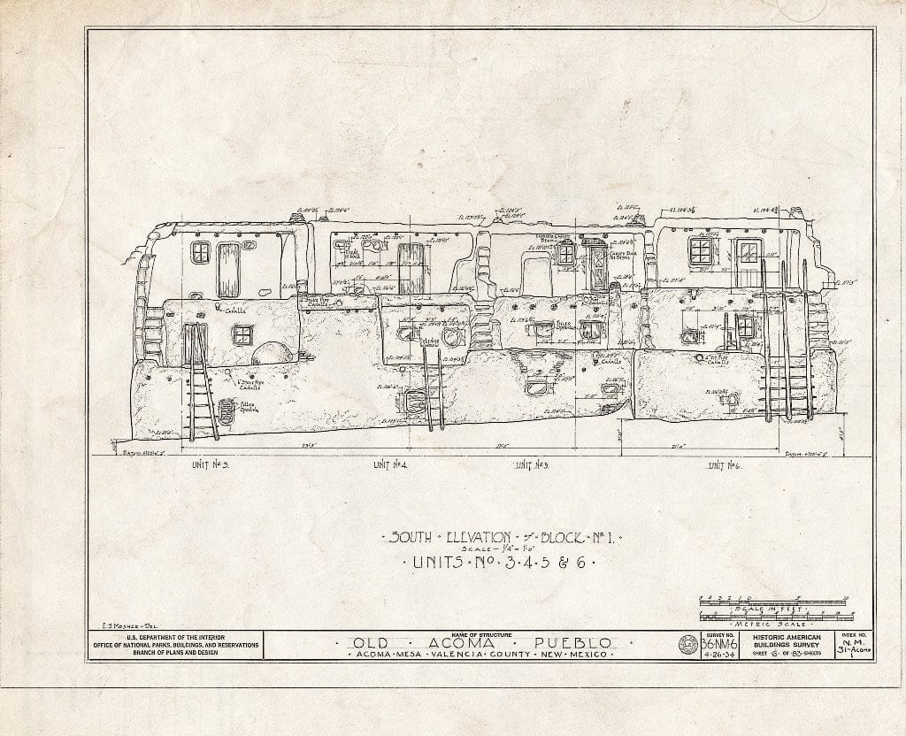 Blueprint HABS NM,31-ACOMP,1- (Sheet 6 of 83) - Pueblo of Acoma, Casa Blanca Vicinity, Acoma Pueblo, Cibola County, NM