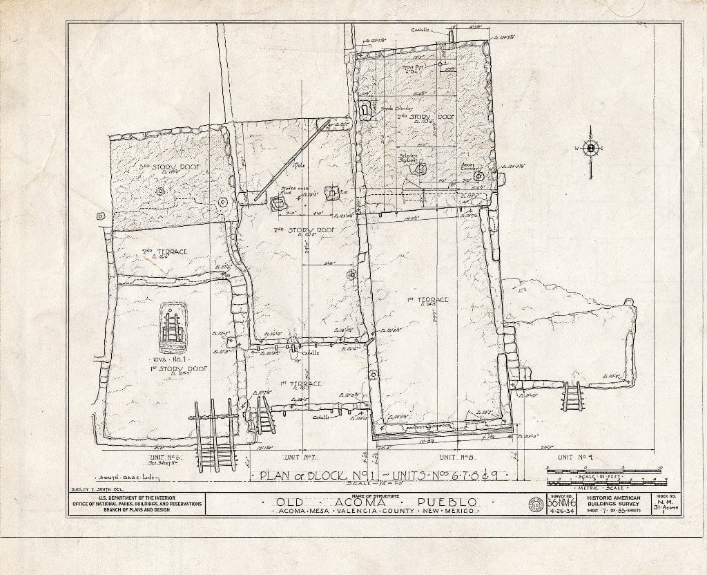 Blueprint HABS NM,31-ACOMP,1- (Sheet 7 of 83) - Pueblo of Acoma, Casa Blanca Vicinity, Acoma Pueblo, Cibola County, NM