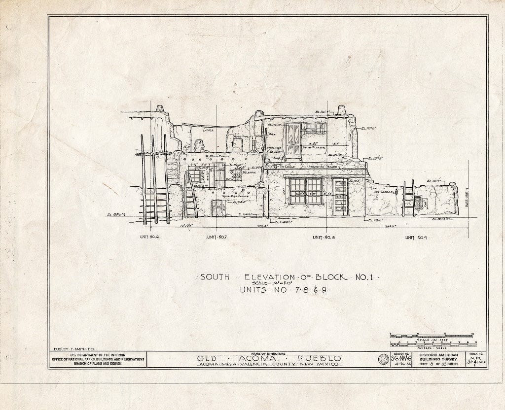 Blueprint HABS NM,31-ACOMP,1- (Sheet 8 of 83) - Pueblo of Acoma, Casa Blanca Vicinity, Acoma Pueblo, Cibola County, NM