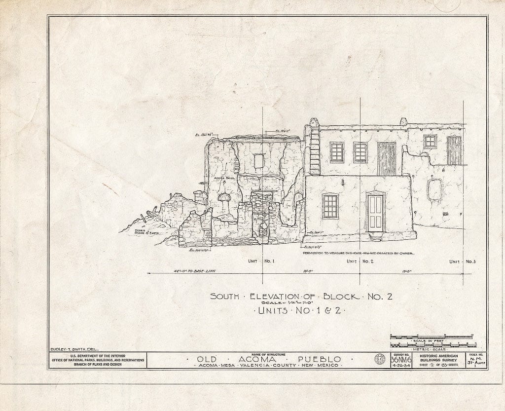 Blueprint HABS NM,31-ACOMP,1- (Sheet 11 of 83) - Pueblo of Acoma, Casa Blanca Vicinity, Acoma Pueblo, Cibola County, NM