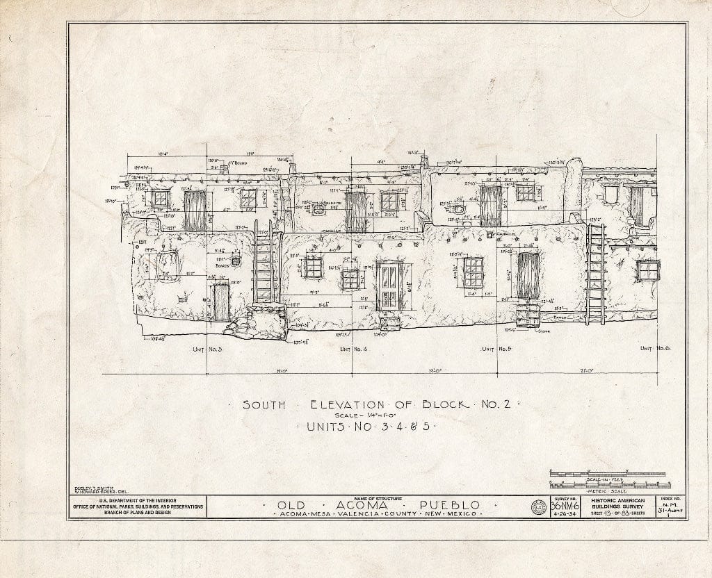 Blueprint HABS NM,31-ACOMP,1- (Sheet 13 of 83) - Pueblo of Acoma, Casa Blanca Vicinity, Acoma Pueblo, Cibola County, NM