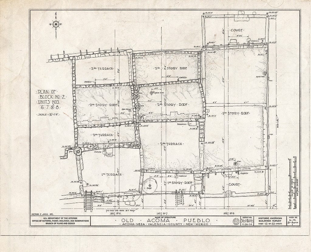 Blueprint HABS NM,31-ACOMP,1- (Sheet 14 of 83) - Pueblo of Acoma, Casa Blanca Vicinity, Acoma Pueblo, Cibola County, NM