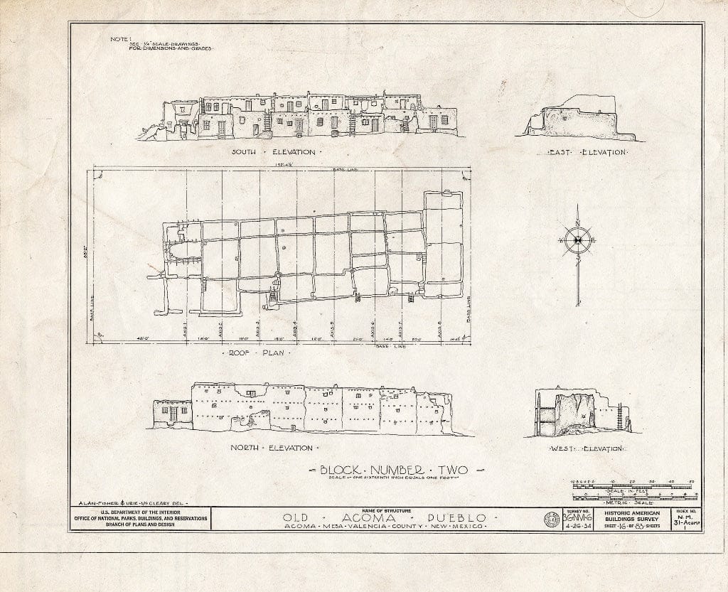 Blueprint HABS NM,31-ACOMP,1- (Sheet 16 of 83) - Pueblo of Acoma, Casa Blanca Vicinity, Acoma Pueblo, Cibola County, NM