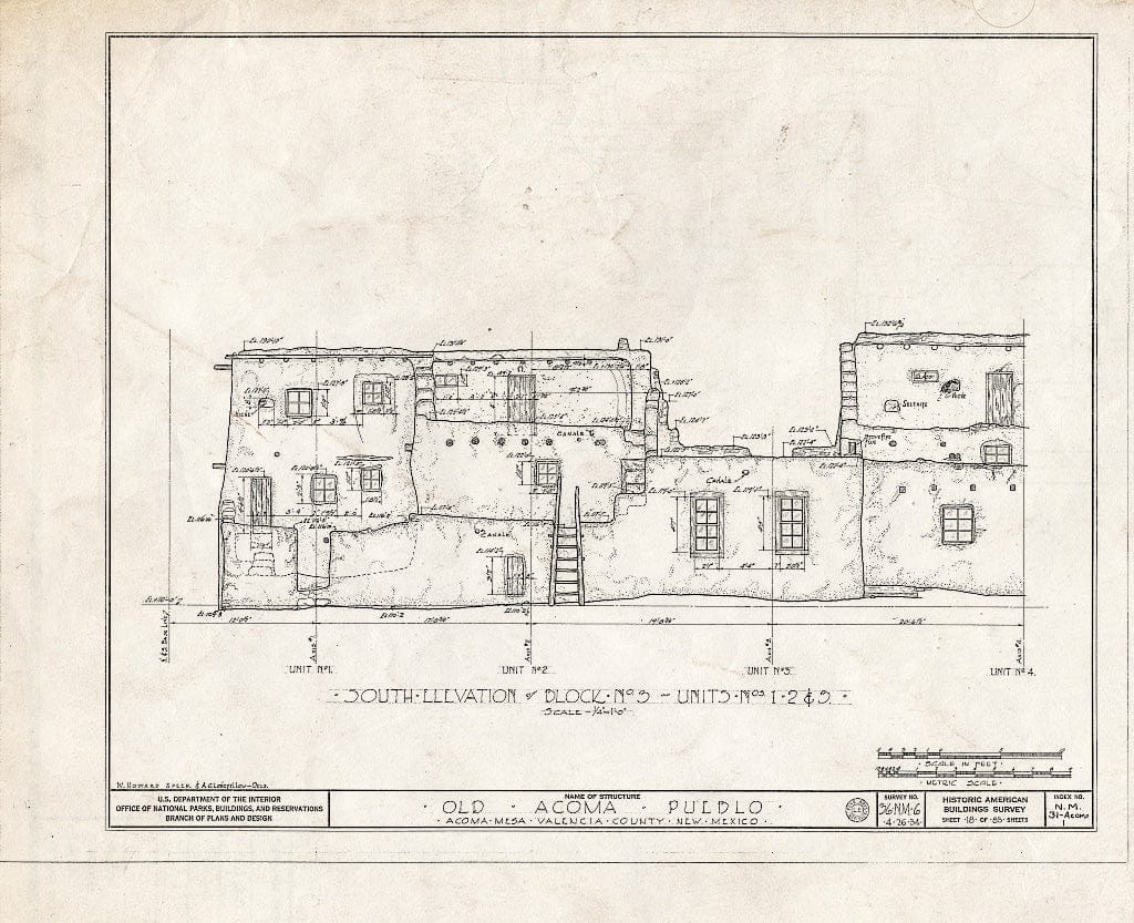 Blueprint HABS NM,31-ACOMP,1- (Sheet 18 of 83) - Pueblo of Acoma, Casa Blanca Vicinity, Acoma Pueblo, Cibola County, NM