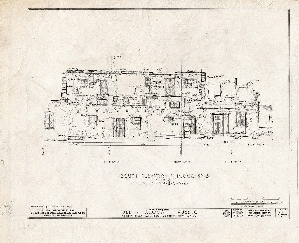 Blueprint HABS NM,31-ACOMP,1- (Sheet 20 of 83) - Pueblo of Acoma, Casa Blanca Vicinity, Acoma Pueblo, Cibola County, NM