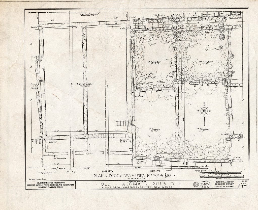 Blueprint HABS NM,31-ACOMP,1- (Sheet 21 of 83) - Pueblo of Acoma, Casa Blanca Vicinity, Acoma Pueblo, Cibola County, NM