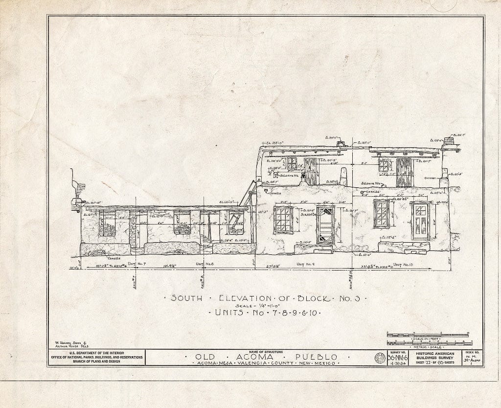 Blueprint HABS NM,31-ACOMP,1- (Sheet 22 of 83) - Pueblo of Acoma, Casa Blanca Vicinity, Acoma Pueblo, Cibola County, NM