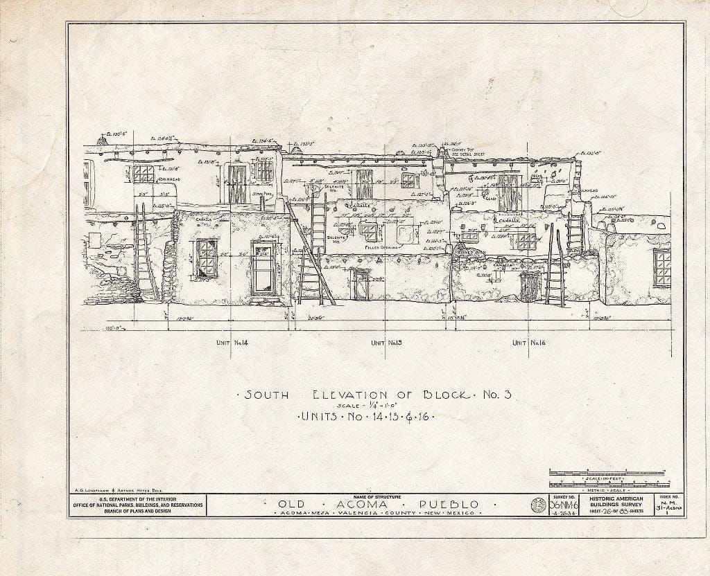 Blueprint HABS NM,31-ACOMP,1- (Sheet 26 of 83) - Pueblo of Acoma, Casa Blanca Vicinity, Acoma Pueblo, Cibola County, NM