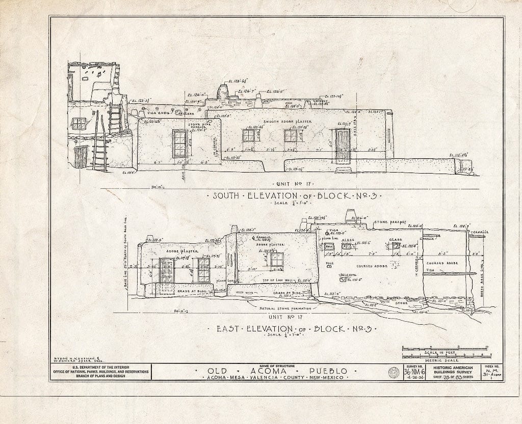 Blueprint HABS NM,31-ACOMP,1- (Sheet 28 of 83) - Pueblo of Acoma, Casa Blanca Vicinity, Acoma Pueblo, Cibola County, NM