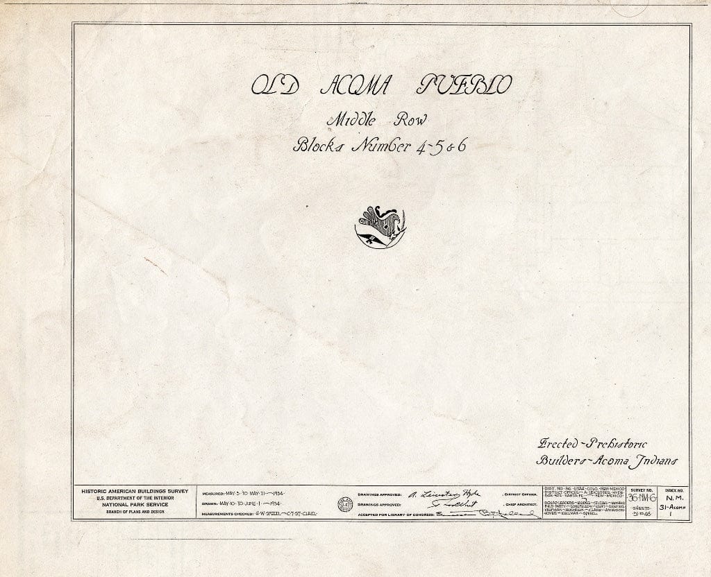 Blueprint HABS NM,31-ACOMP,1- (Sheet 0 of 83) - Pueblo of Acoma, Casa Blanca Vicinity, Acoma Pueblo, Cibola County, NM