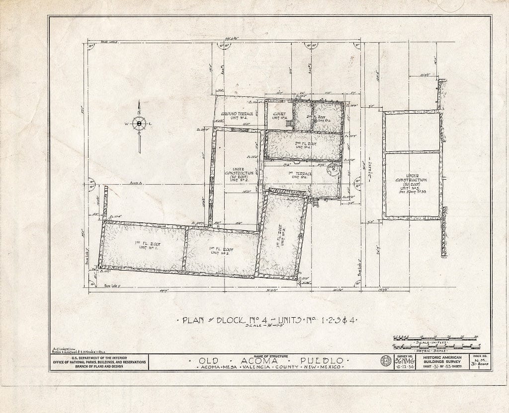 Blueprint HABS NM,31-ACOMP,1- (Sheet 31 of 83) - Pueblo of Acoma, Casa Blanca Vicinity, Acoma Pueblo, Cibola County, NM