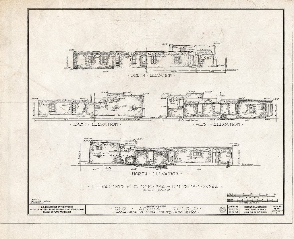 Blueprint HABS NM,31-ACOMP,1- (Sheet 32 of 83) - Pueblo of Acoma, Casa Blanca Vicinity, Acoma Pueblo, Cibola County, NM