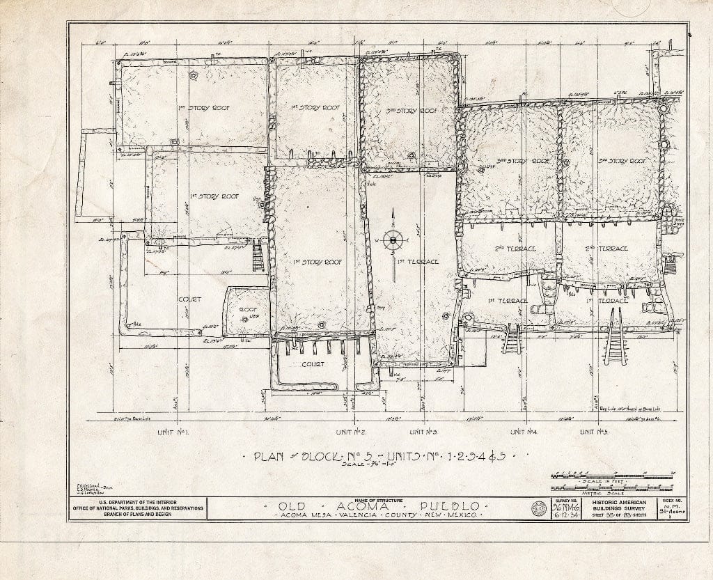 Blueprint HABS NM,31-ACOMP,1- (Sheet 35 of 83) - Pueblo of Acoma, Casa Blanca Vicinity, Acoma Pueblo, Cibola County, NM