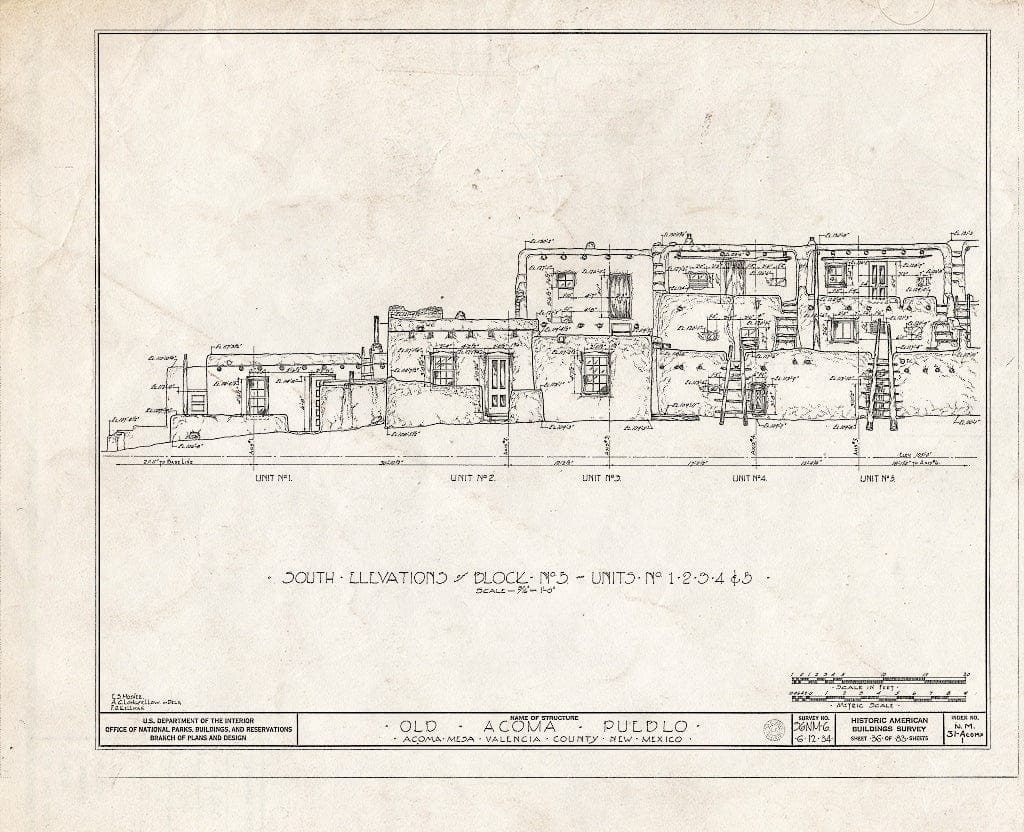 Blueprint HABS NM,31-ACOMP,1- (Sheet 36 of 83) - Pueblo of Acoma, Casa Blanca Vicinity, Acoma Pueblo, Cibola County, NM