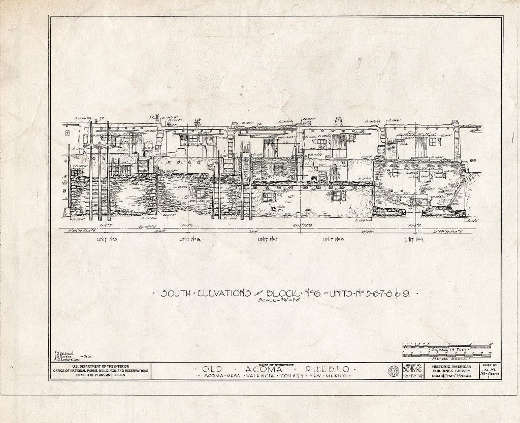 Blueprint HABS NM,31-ACOMP,1- (Sheet 43 of 83) - Pueblo of Acoma, Casa Blanca Vicinity, Acoma Pueblo, Cibola County, NM