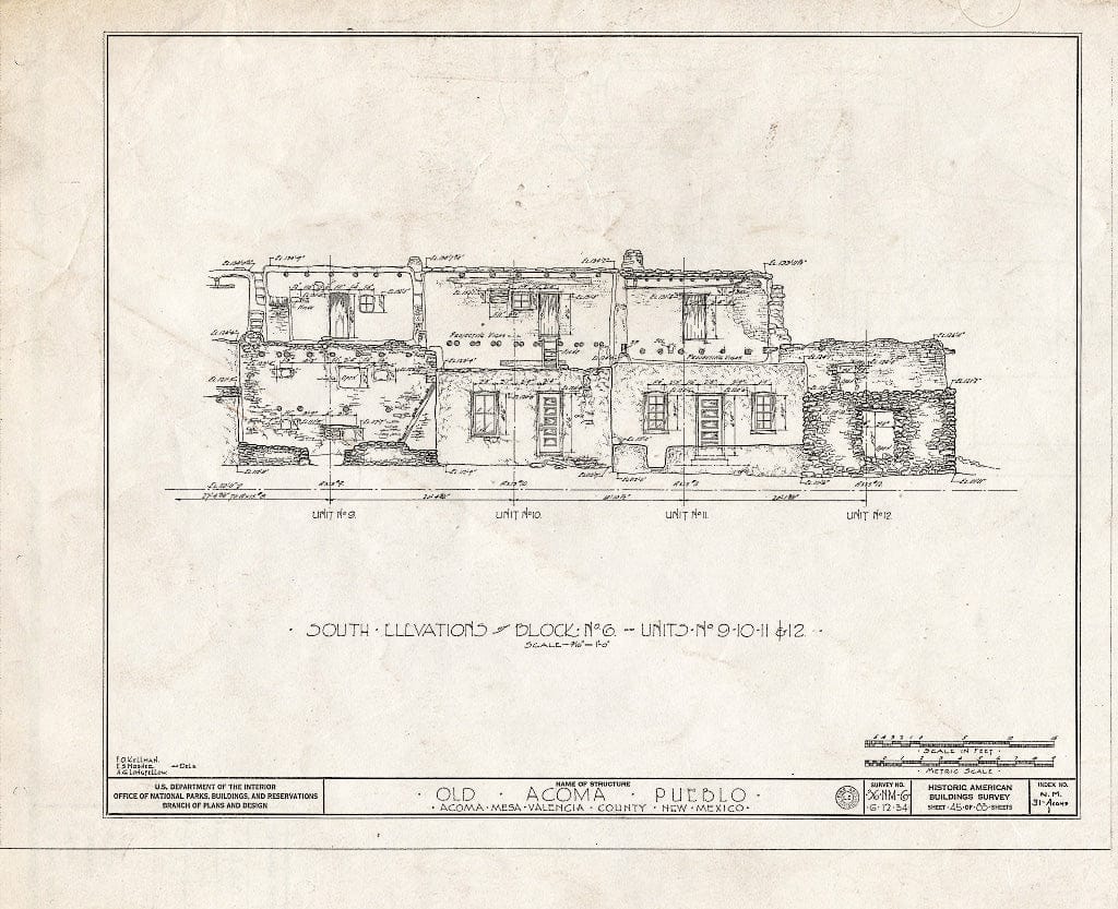 Blueprint HABS NM,31-ACOMP,1- (Sheet 45 of 83) - Pueblo of Acoma, Casa Blanca Vicinity, Acoma Pueblo, Cibola County, NM