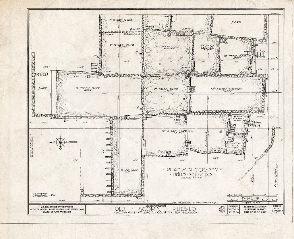 Blueprint HABS NM,31-ACOMP,1- (Sheet 47 of 83) - Pueblo of Acoma, Casa Blanca Vicinity, Acoma Pueblo, Cibola County, NM