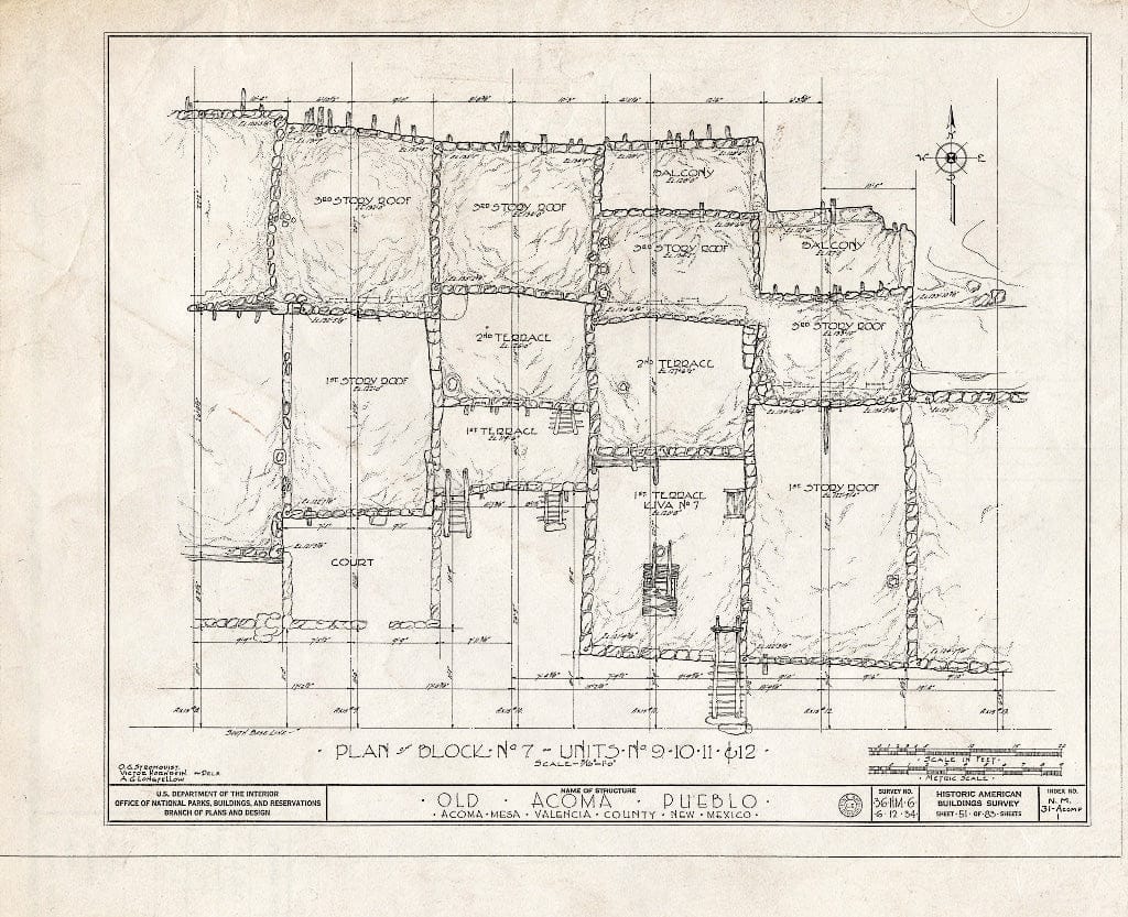 Blueprint HABS NM,31-ACOMP,1- (Sheet 51 of 83) - Pueblo of Acoma, Casa Blanca Vicinity, Acoma Pueblo, Cibola County, NM