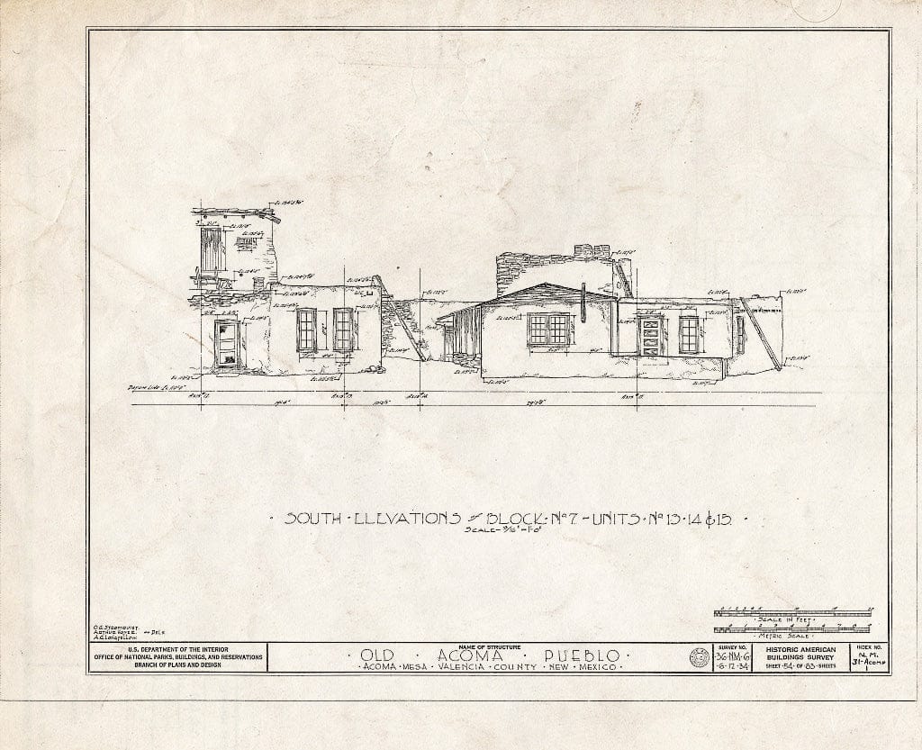 Blueprint HABS NM,31-ACOMP,1- (Sheet 54 of 83) - Pueblo of Acoma, Casa Blanca Vicinity, Acoma Pueblo, Cibola County, NM