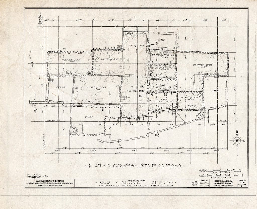 Blueprint HABS NM,31-ACOMP,1- (Sheet 60 of 83) - Pueblo of Acoma, Casa Blanca Vicinity, Acoma Pueblo, Cibola County, NM