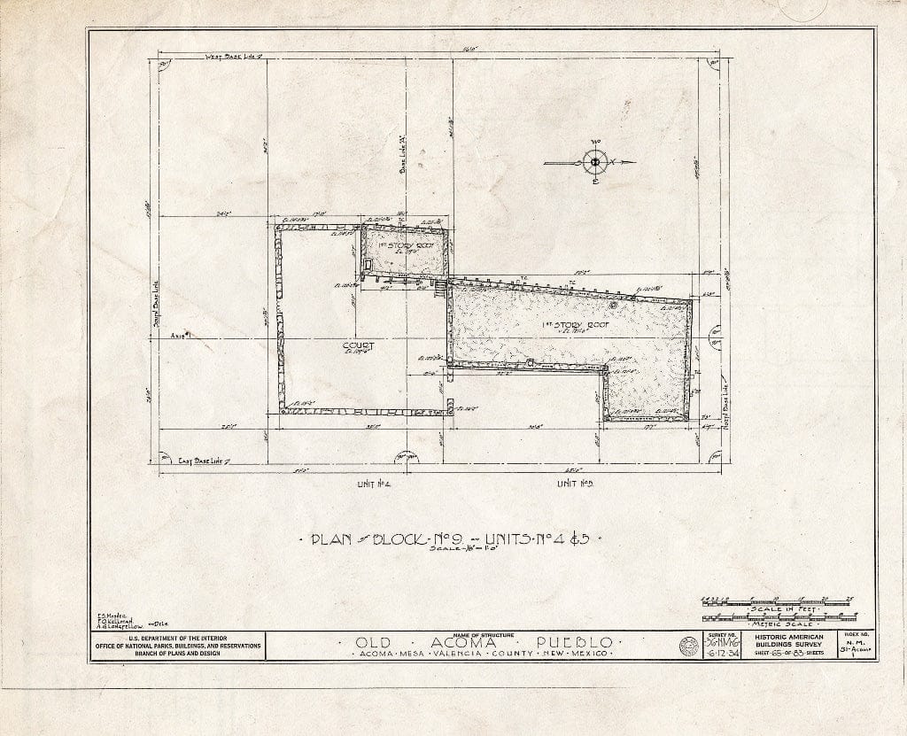 Blueprint HABS NM,31-ACOMP,1- (Sheet 65 of 83) - Pueblo of Acoma, Casa Blanca Vicinity, Acoma Pueblo, Cibola County, NM
