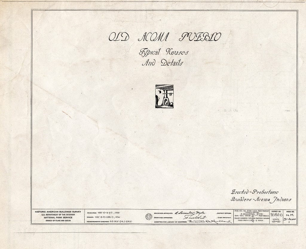 Blueprint HABS NM,31-ACOMP,1- (Sheet 0 of 83) - Pueblo of Acoma, Casa Blanca Vicinity, Acoma Pueblo, Cibola County, NM