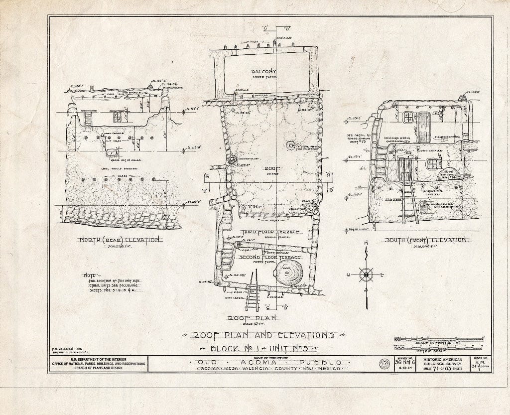 Blueprint HABS NM,31-ACOMP,1- (Sheet 71 of 83) - Pueblo of Acoma, Casa Blanca Vicinity, Acoma Pueblo, Cibola County, NM