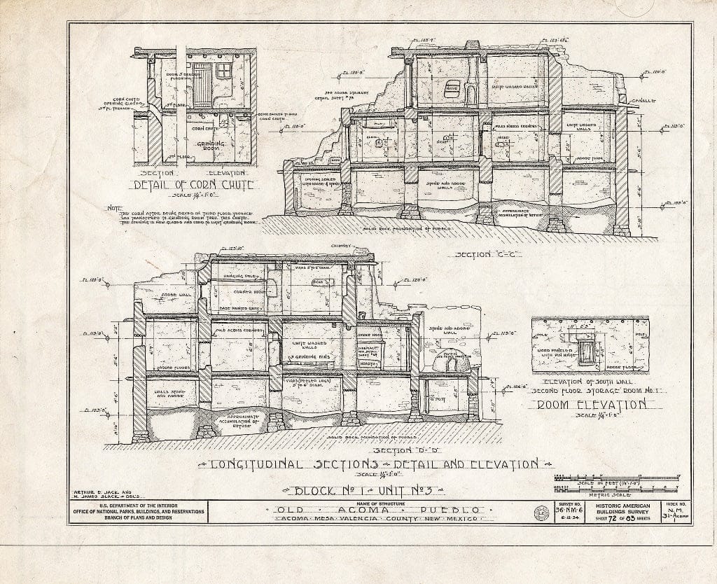 Blueprint HABS NM,31-ACOMP,1- (Sheet 72 of 83) - Pueblo of Acoma, Casa Blanca Vicinity, Acoma Pueblo, Cibola County, NM