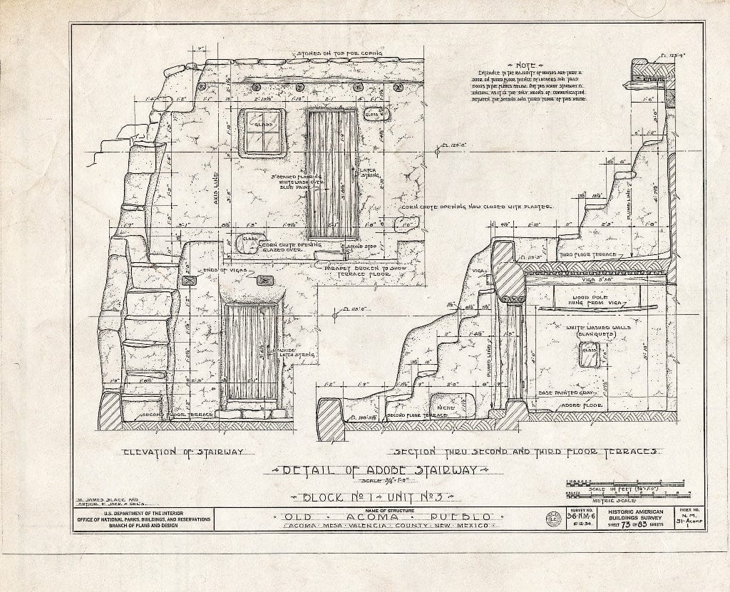 Blueprint HABS NM,31-ACOMP,1- (Sheet 73 of 83) - Pueblo of Acoma, Casa Blanca Vicinity, Acoma Pueblo, Cibola County, NM