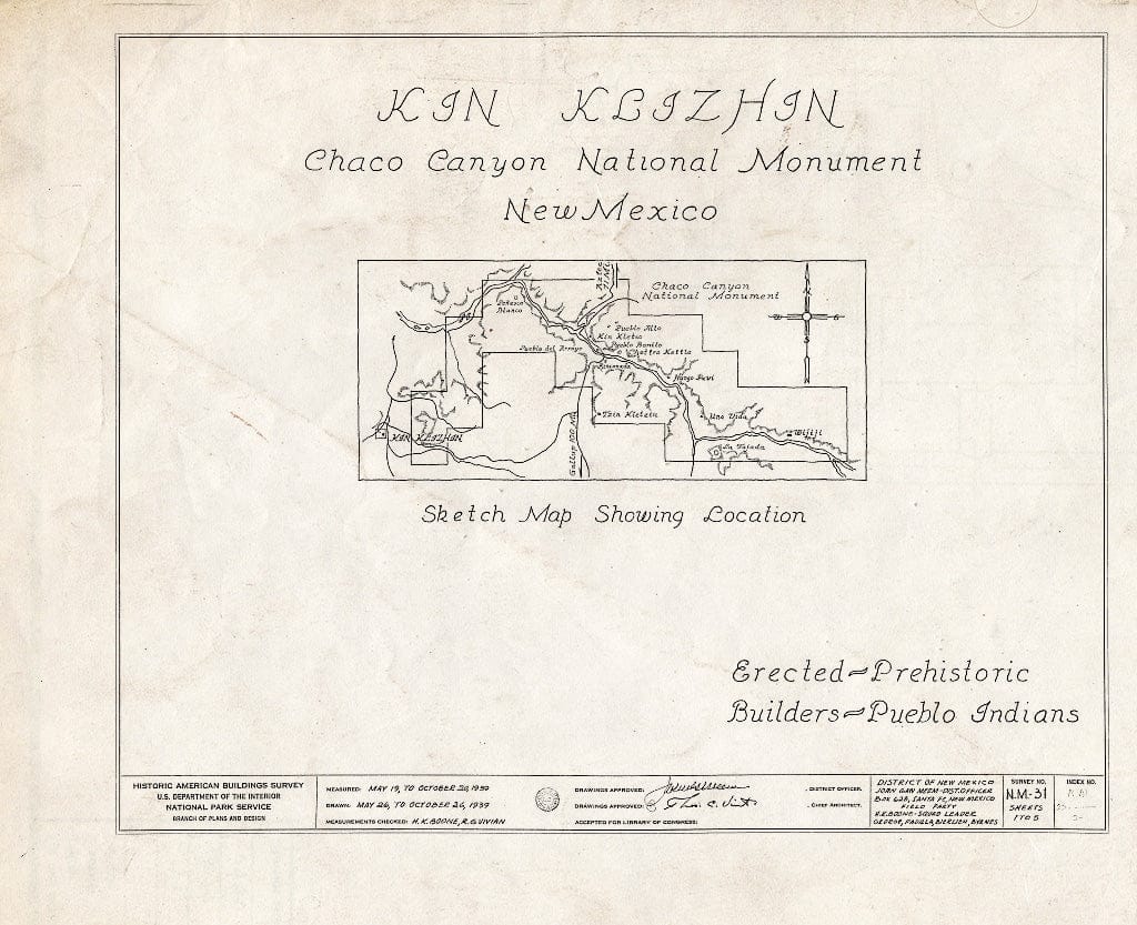 Blueprint HABS NM,23-,2- (Sheet 0 of 5) - Kin Klizhin, Nageezi, San Juan County, NM