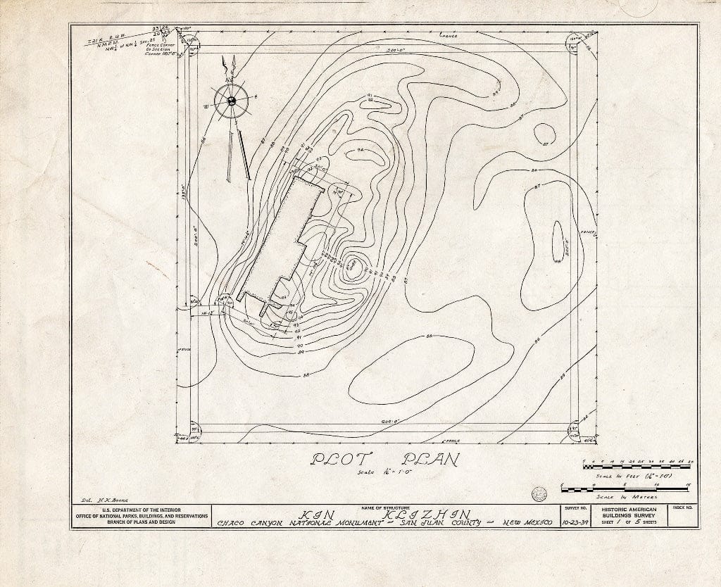 Blueprint HABS NM,23-,2- (Sheet 1 of 5) - Kin Klizhin, Nageezi, San Juan County, NM