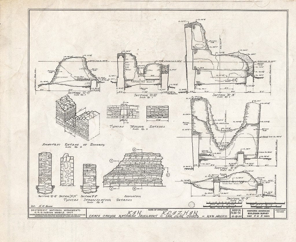 Blueprint HABS NM,23-,2- (Sheet 5 of 5) - Kin Klizhin, Nageezi, San Juan County, NM