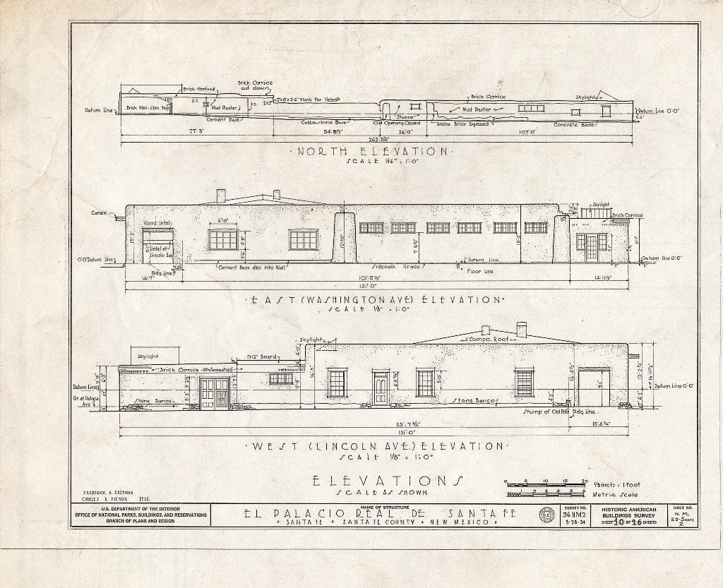 Blueprint HABS NM,25-SANFE,2- (Sheet 10 of 26) - El Palacio Real de Santa Fe, Palace Avenue, Santa Fe, Santa Fe County, NM