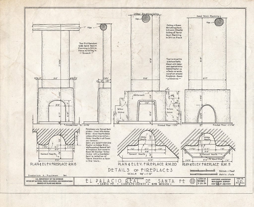 Blueprint HABS NM,25-SANFE,2- (Sheet 18 of 26) - El Palacio Real de Santa Fe, Palace Avenue, Santa Fe, Santa Fe County, NM