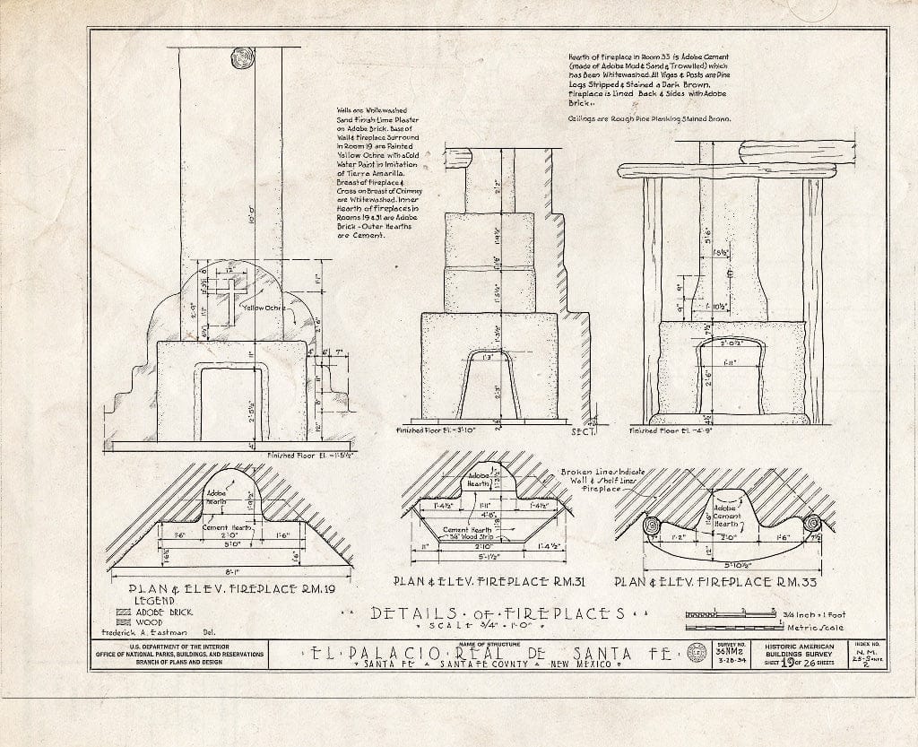 Blueprint HABS NM,25-SANFE,2- (Sheet 19 of 26) - El Palacio Real de Santa Fe, Palace Avenue, Santa Fe, Santa Fe County, NM