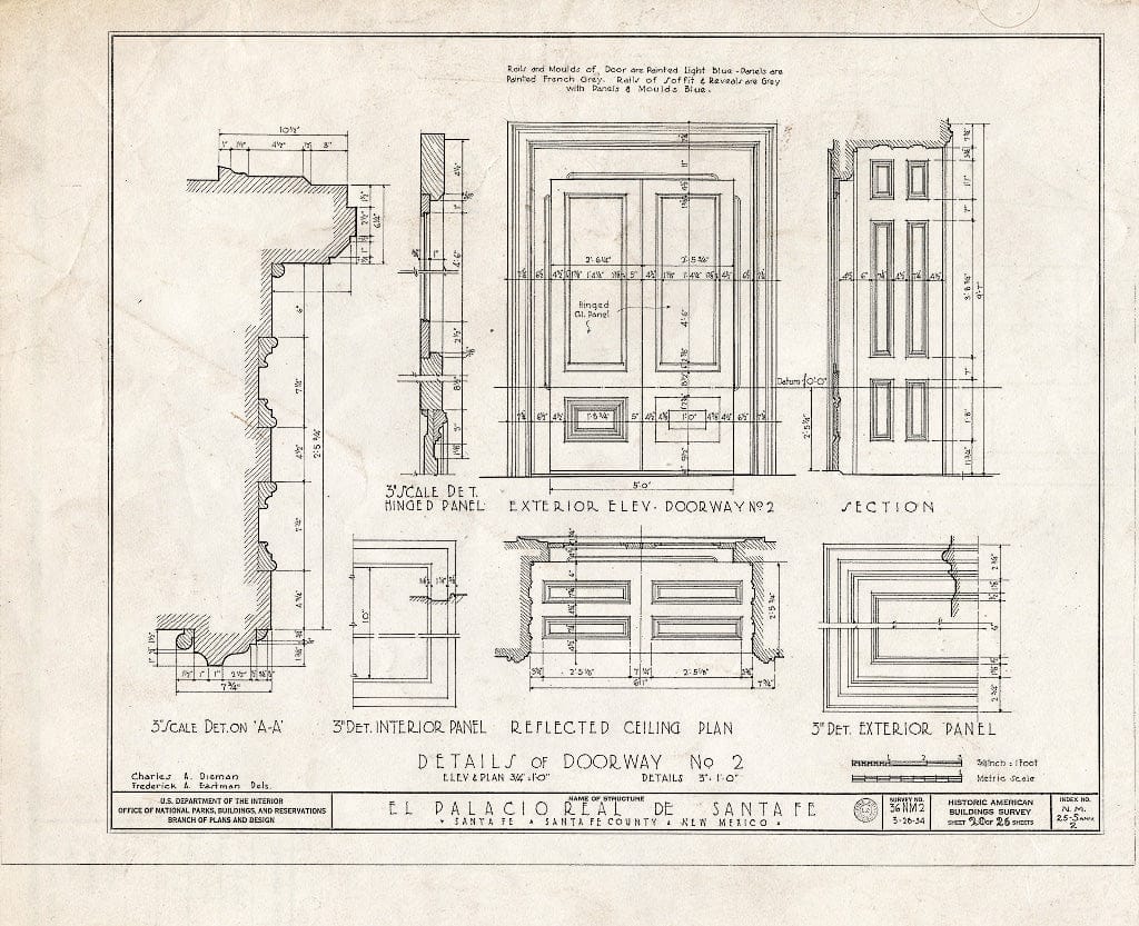Blueprint HABS NM,25-SANFE,2- (Sheet 20 of 26) - El Palacio Real de Santa Fe, Palace Avenue, Santa Fe, Santa Fe County, NM