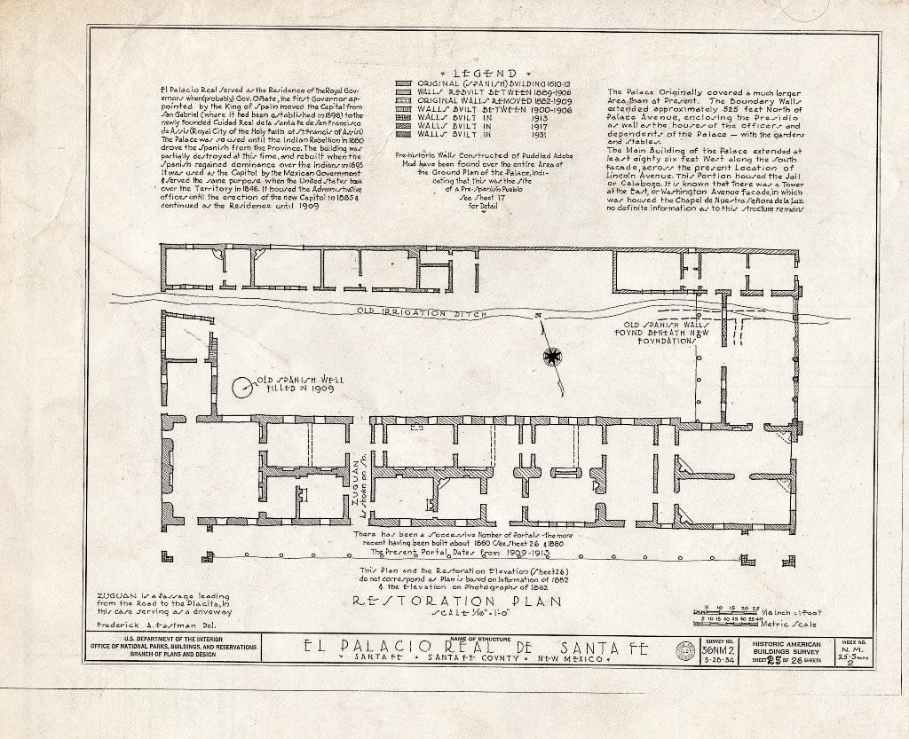 Blueprint HABS NM,25-SANFE,2- (Sheet 25 of 26) - El Palacio Real de Santa Fe, Palace Avenue, Santa Fe, Santa Fe County, NM