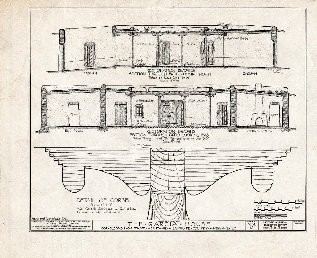 Blueprint HABS NM,25-SANFE,3- (Sheet 5 of 5) - Garcia House, 202 Closson Street, Santa Fe, Santa Fe County, NM