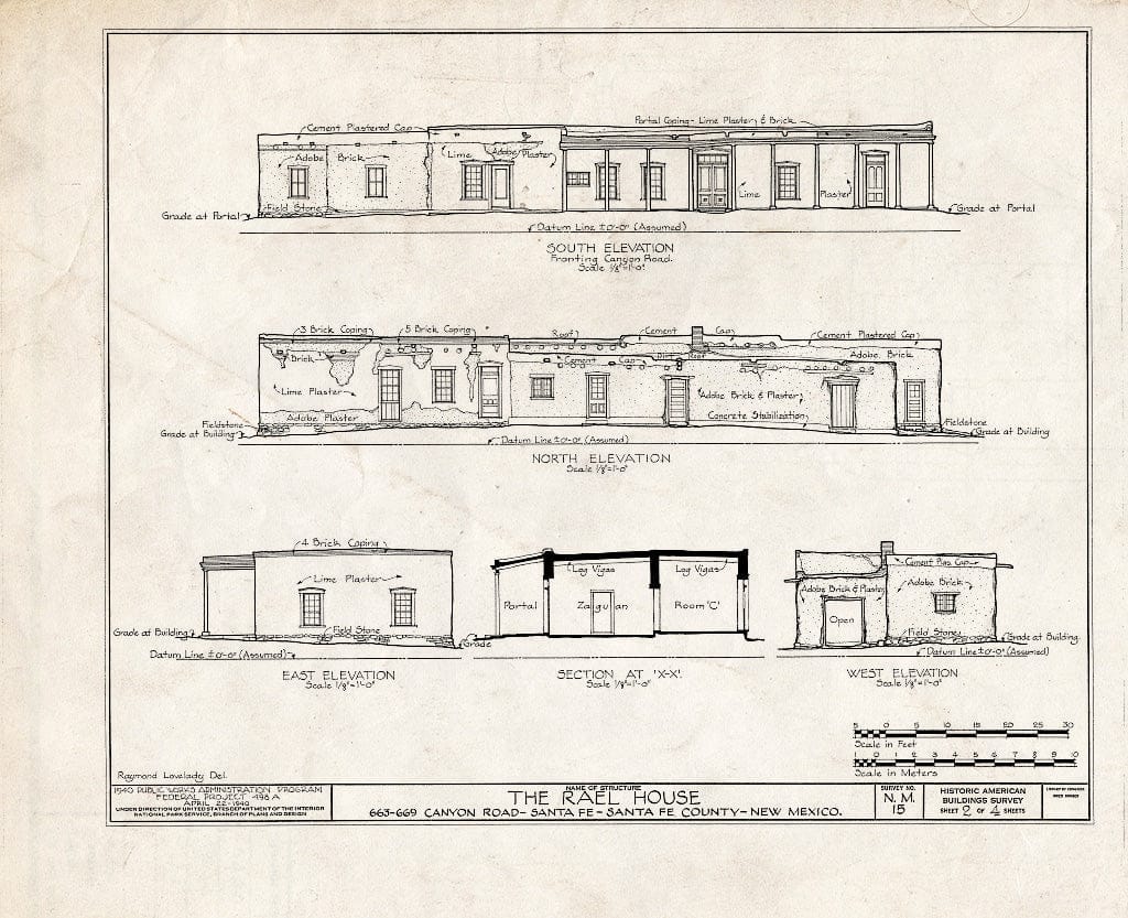 Blueprint HABS NM,25-SANFE,5- (Sheet 2 of 4) - Rael House, 663, 667, 669 Canyon Road, Santa Fe, Santa Fe County, NM