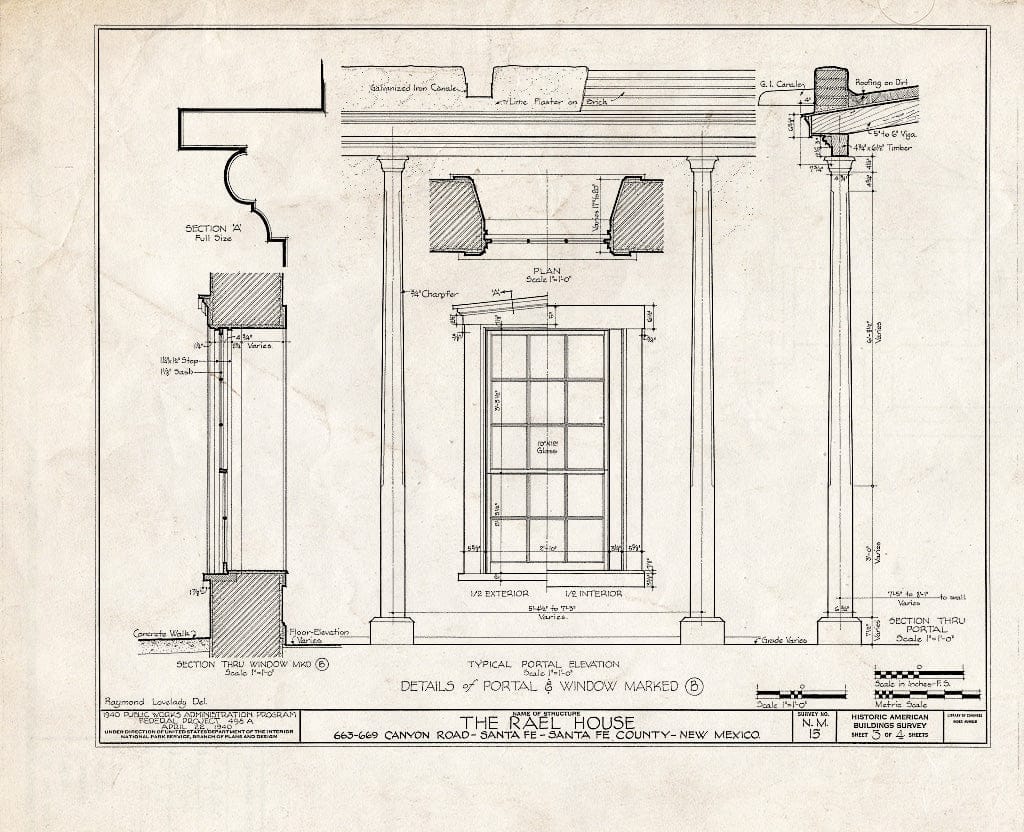 Blueprint HABS NM,25-SANFE,5- (Sheet 3 of 4) - Rael House, 663, 667, 669 Canyon Road, Santa Fe, Santa Fe County, NM
