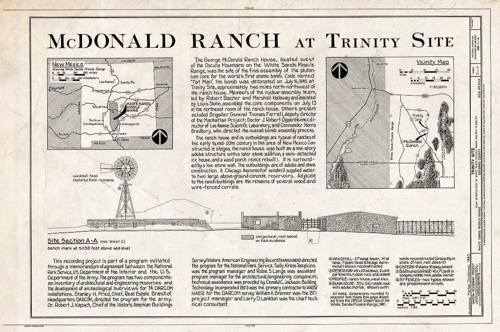 Blueprint HAER NM,27-ALMOG.V,1A- (Sheet 5 of 11) - White Sands Missile Range, Trinity Site, Vicinity of Routes 13 & 20, White Sands, Dona Ana County, NM