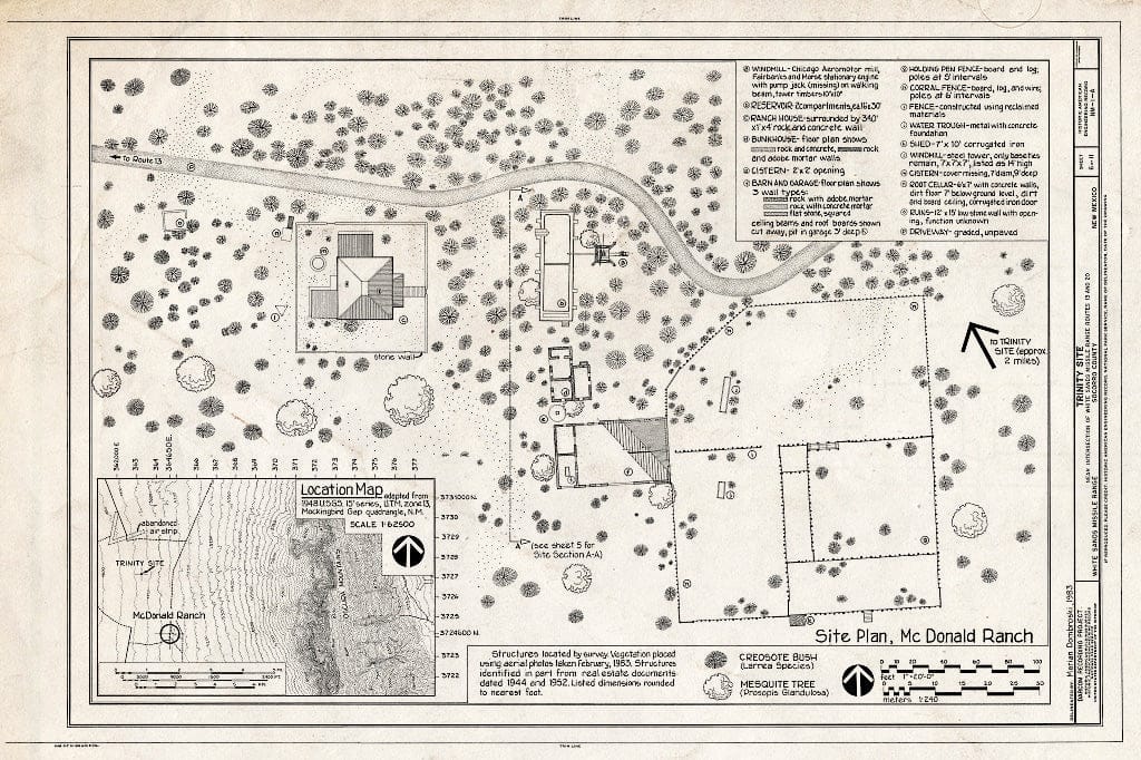 Blueprint HAER NM,27-ALMOG.V,1A- (Sheet 6 of 11) - White Sands Missile Range, Trinity Site, Vicinity of Routes 13 & 20, White Sands, Dona Ana County, NM
