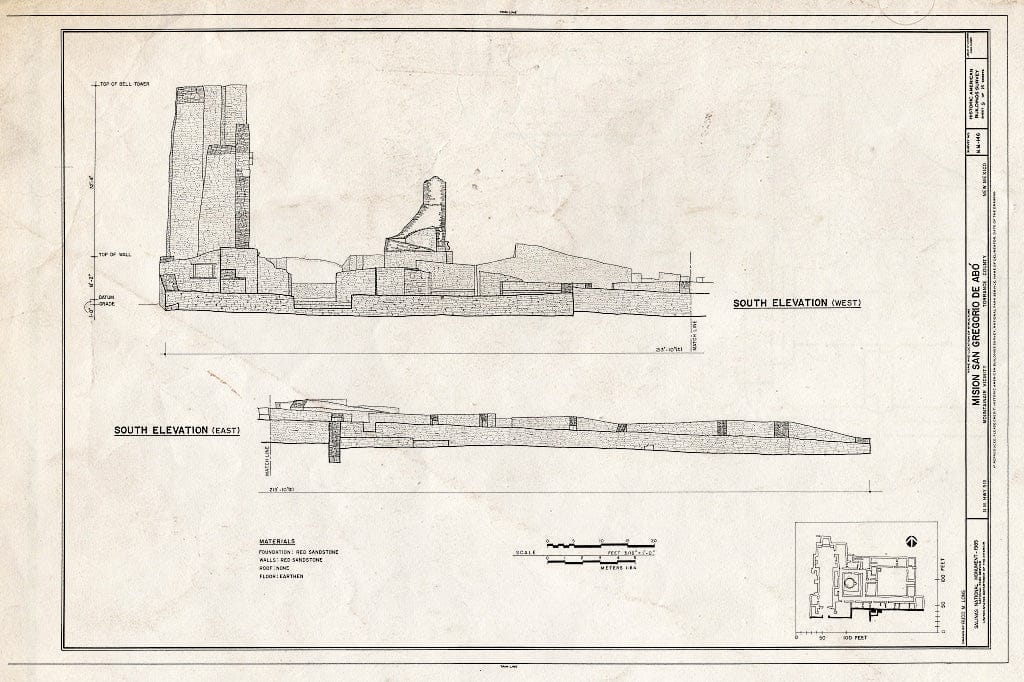 Blueprint HABS NM,29-ABOP,1- (Sheet 9 of 14) - Mission San Gregorio de ABO, State Highway 513, Mountainair Vicinity, ABO, Torrance County, NM