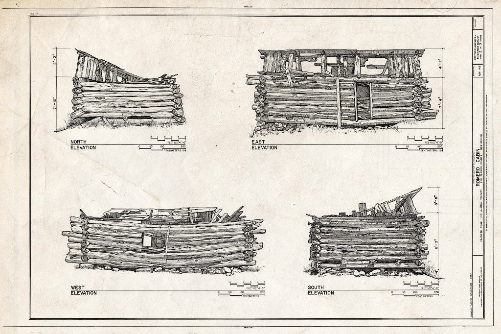 Blueprint HABS NM,32-LOSAL.V,1- (Sheet 2 of 3) - Romero Cabin, Pajarito Road, Los Alamos, Los Alamos County, NM