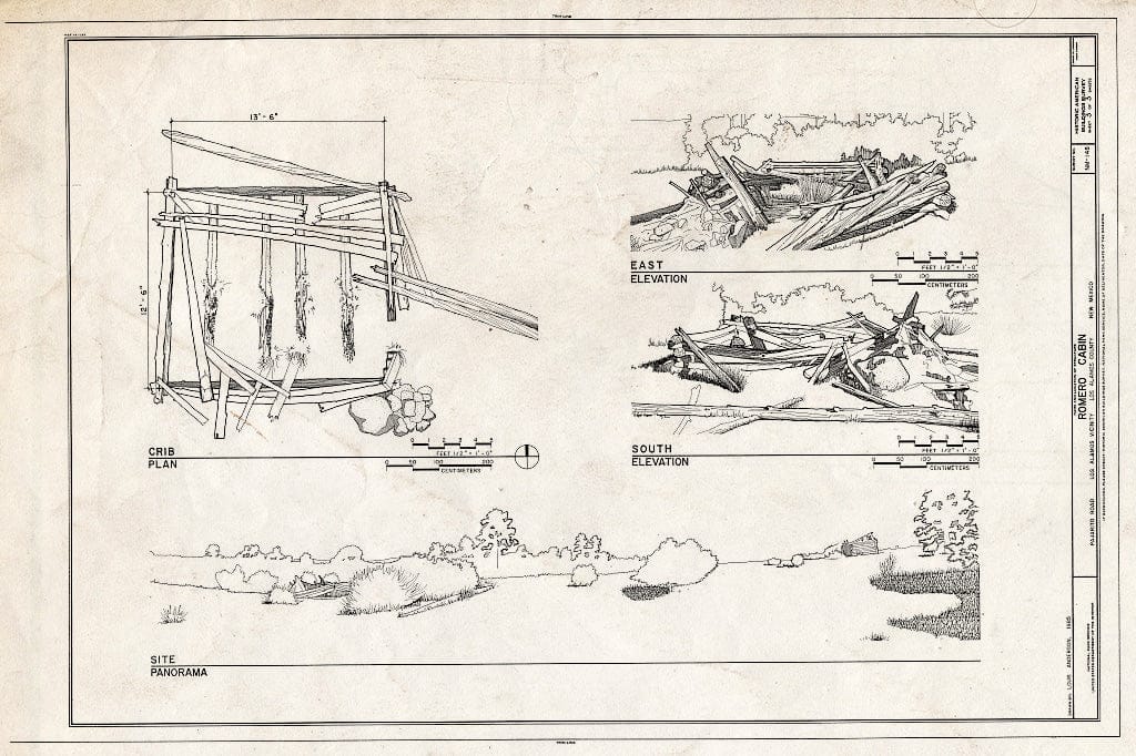 Blueprint HABS NM,32-LOSAL.V,1- (Sheet 3 of 3) - Romero Cabin, Pajarito Road, Los Alamos, Los Alamos County, NM