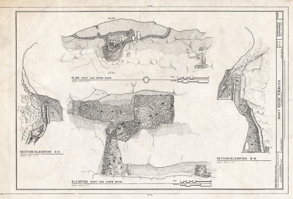 Blueprint HABS NM,20-DUL.V,11- (Sheet 3 of 3) - Shaft House Pueblito, Cuervo Canyon, Dulce, Rio Arriba County, NM