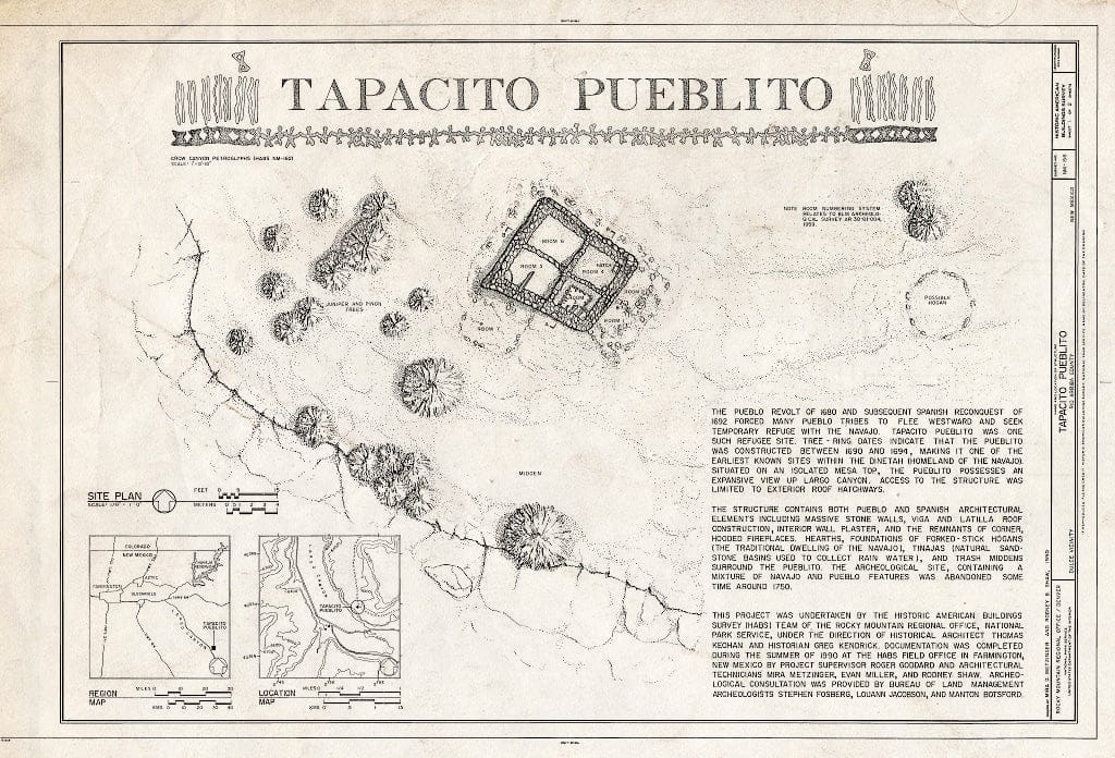 Blueprint HABS NM,20-DUL.V,13- (Sheet 1 of 2) - Tapacito Pueblito, North of Confluence of Tapacito & Largo Canyons, Dulce, Rio Arriba County, NM